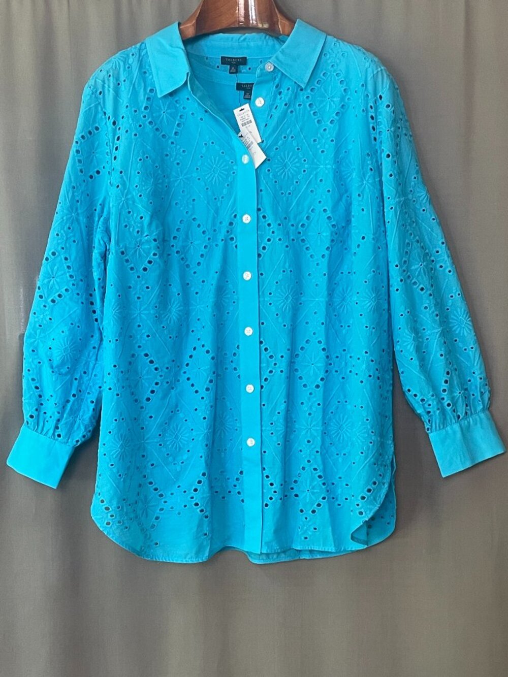 Talbots Plus 2X Turquoise Eyelet Cardigan & Tank Set NWT - Picture 2 of 4